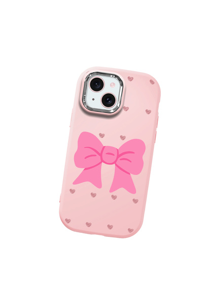 Hontinga iPhone 15 Uyumlu Kamera Korumalı Pembe Yumuşak Silikon Telefon Kılıf...