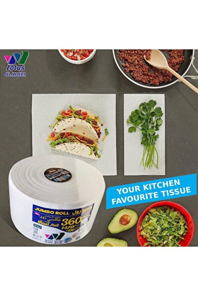 lotus alwadi Jumbo Tissue Roll (Multi-Purpose), 2-Ply, White, 360 Meters, 147...