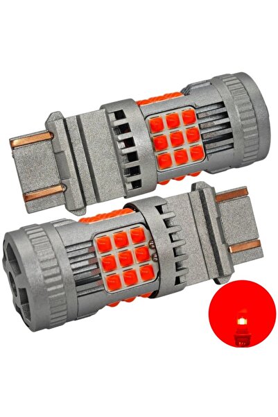 motoLEDy 2 buc Bec LED 3157, P27/7W 12-24V fără defect 2200lm roșu puternic