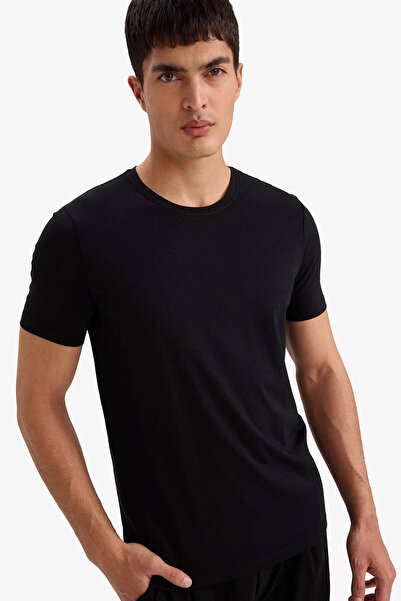 DeFacto εφαρμοστό Μαύρο ανδρικό μπλουζάκι M6606AZ/BK81