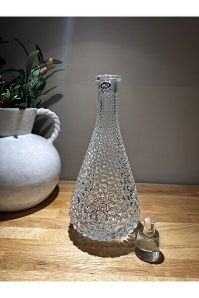 Miko Home & Garden Kristal Görünümlü Kesme Desenli Cam Karaf 1 Litre Cam Kapa...