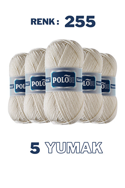 Polosu (5 Adet) Siesta Soft - Atkı Yelek Kazak El Örgü Ipliği - 255 Koyu Krem