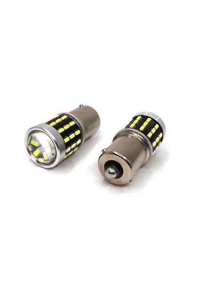 motoLEDy 2 buc Bec LED BA15S 12-24V CANBUS 1500lm alb cu lentilă