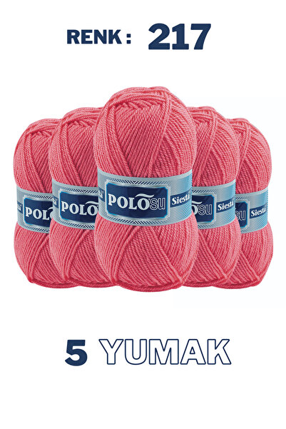 Polosu (5 Adet) Siesta Soft - Atkı Yelek Kazak El Örgü Ipliği - 217 Gül Kurusu
