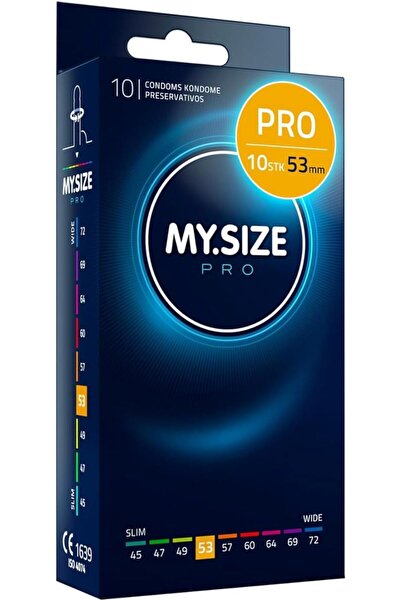 Mysize PRO واقيات ذكرية رفيعة للغاية، 10 قطع (مقاس 53) - عديمة الرائحة، تدوم ...