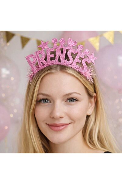 Happyewent Pink Princess Crown – Glittery Party Crown with Princess Inscripti...