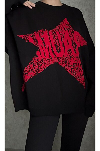 Aure Store Yıldızlı Oversize Unisex Triko Kazak