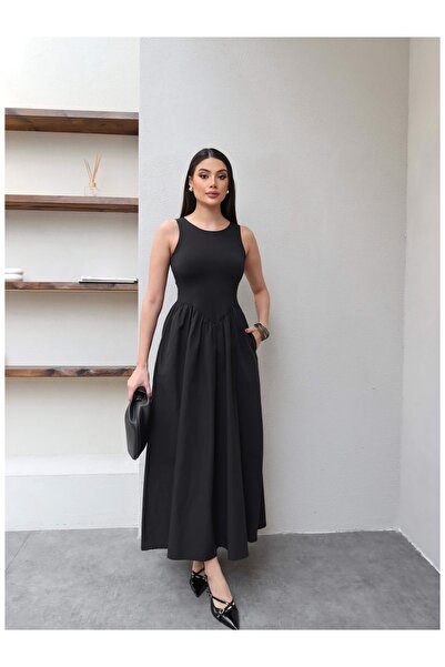 ESRAHELVACI Rochie Zero Sleeve cu buzunare cloș