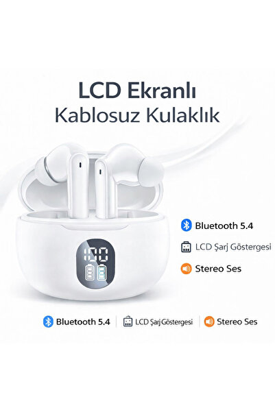 MO DOU LCD Ekranlı Kablosuz Bluetooth Kulaklık, Şarj Göstergeli TWS Stereo Ku...