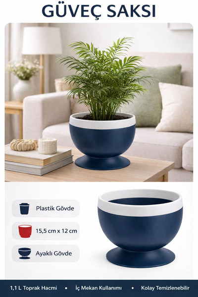 Binbirreyon Güveç Saksı Ayaklı Renkli Plastik Saksı 1,1Lt AH173
