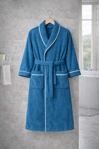 Serafina %100 PAMUK BORNOZ UNISEX KALIN DOKULU YUMUŞAK