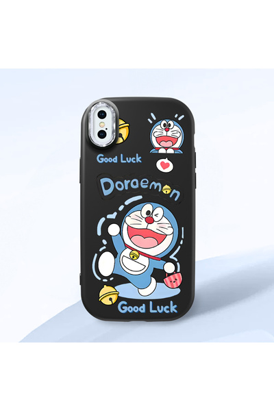 CHICASELUX هاتف دورايمون من السيليكون الناعم باللون الأسود مع حماية للكاميرا ...