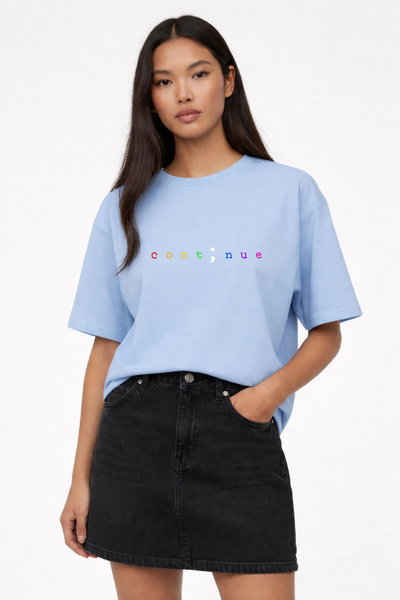 VODEXA Tricou oversize CONTUNİE Imprimat 100% bumbac, croială confortabilă