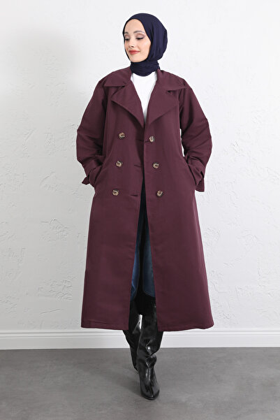 Salih Çelebi Arka Pile ve Düğme Detaylı Trençkot 5979 - MÜRDÜM
