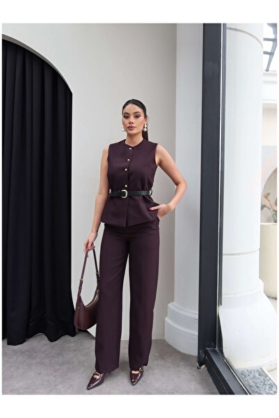 ESRAHELVACI Belted Vest Trousers Set