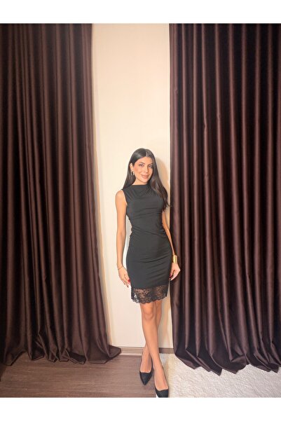 LOISY Women's Altı Lace Detailed Zero Sleeve Dress