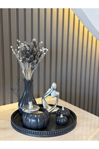 Arzu Evcimik Decorative Tray Set Anthracite Silver