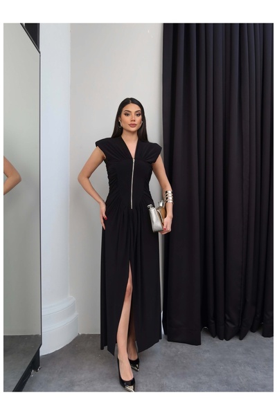 ESRAHELVACI cu fermoar frontal Rochie lungă drapată