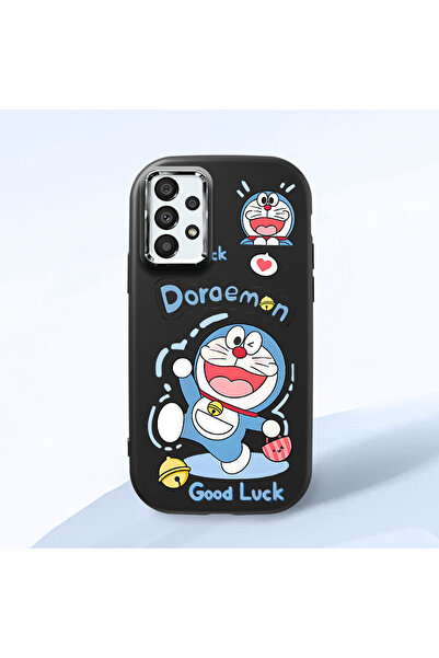 CHICASELUX هاتف دورايمون من السيليكون الناعم باللون الأسود مع حماية للكاميرا ...