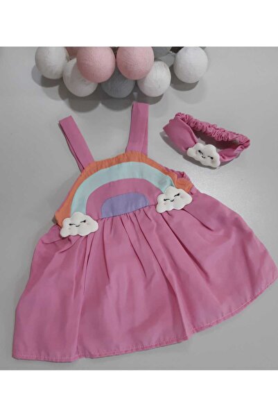 Sönmez Baby Cloudy Rainbow Dress and Headband Two-Piece Summer Baby Girl Set