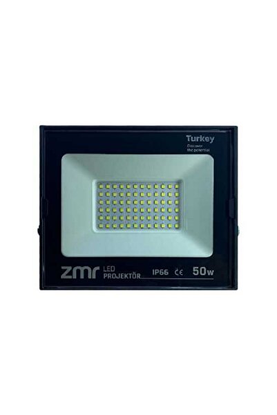 ZMR 50 Watt Siyah Kasa Beyaz Işık Led Projektör Yüksek Işık 6500K - 4100 Lümen