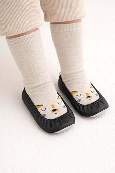 minissa baby kids Çarık Socks Non-Slip Underlay Pack Genuine Leather Sole-War...