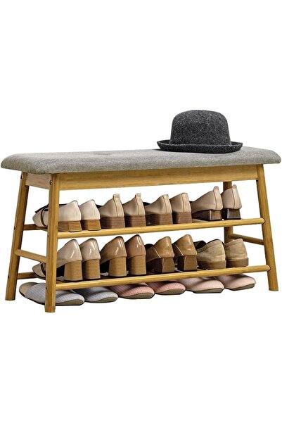 Arabest مقعد رف أحذية من بامبو ، تخزين من طبقتين مع مقعد وسادة ، منظم مدخل مع...