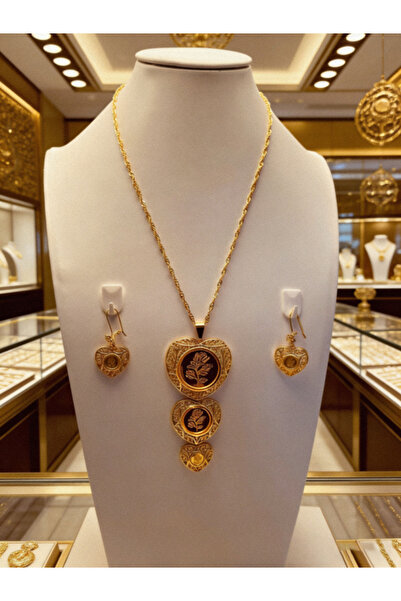 ALZAHR Layered Heart Rose Jewelry Set for Women: A necklace and a pair of ear...