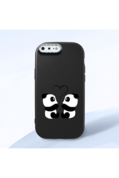 CHICASELUX هاتف باندا من السيليكون الناعم باللون الأسود مع حماية للكاميرا متو...