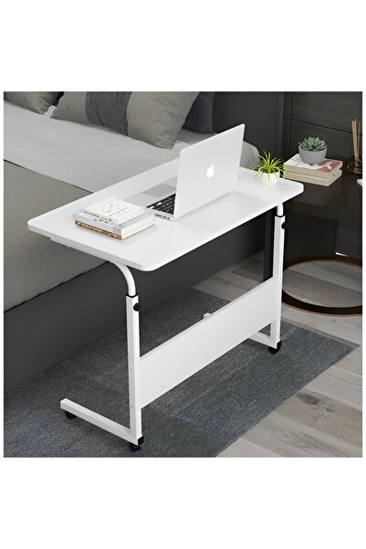 Herum Birou pentru laptop, birou de lucru, înălțime reglabilă, roți, alb, 60 ...