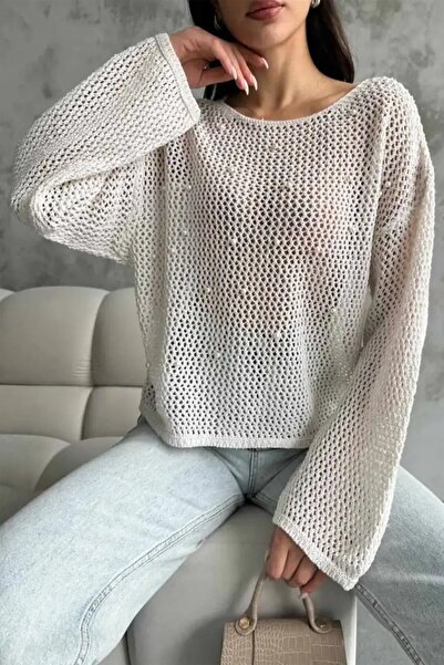 Cool & Sexy Ženska Mrežasta tekstura pletena bluza