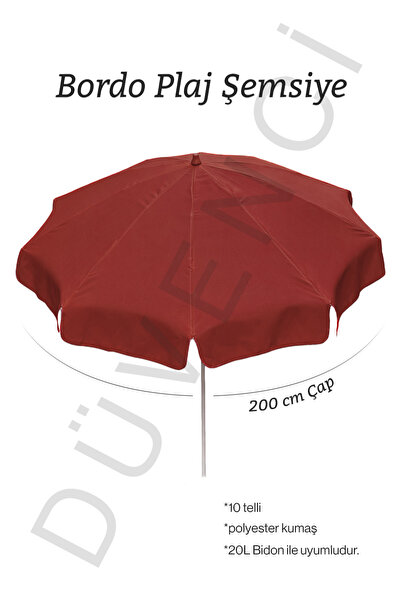 Burgundy Beach Umbrella 200 cm diameter /10 strands, Polyester Fabric