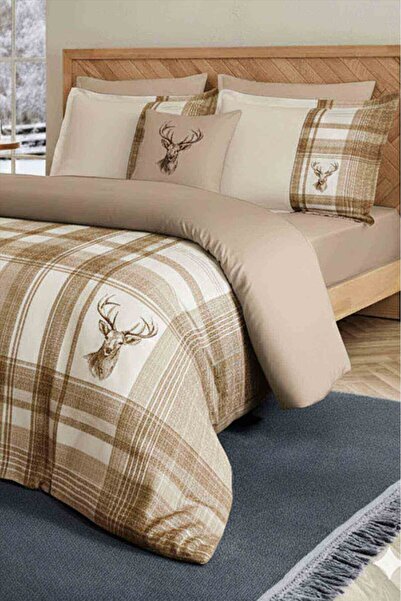MonoHome Percale Luxury %100 Cotton Digital Duvet Cover Set Plaid