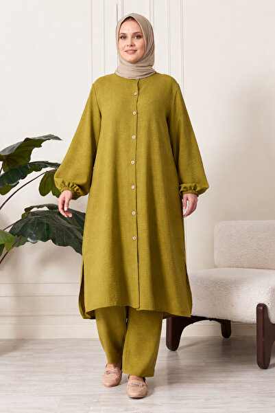 Ferace Γυναικείο Σετ Λινό Ayrobin 2 τεμαχίων σε Μεγάλο Μέγεθος (Τουνίκ - Παντ...