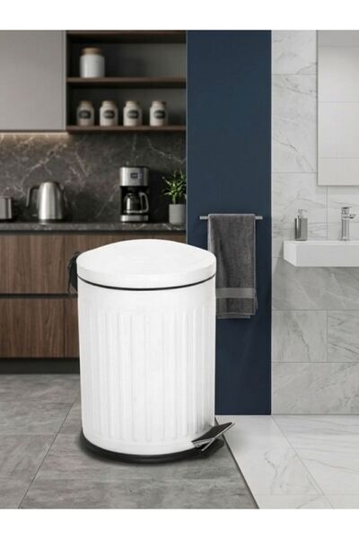 bersachef muftak eşyaları Retro 5lt Çöp Kovası Amortisör Kapaklı Beyaz Çöp Ko...