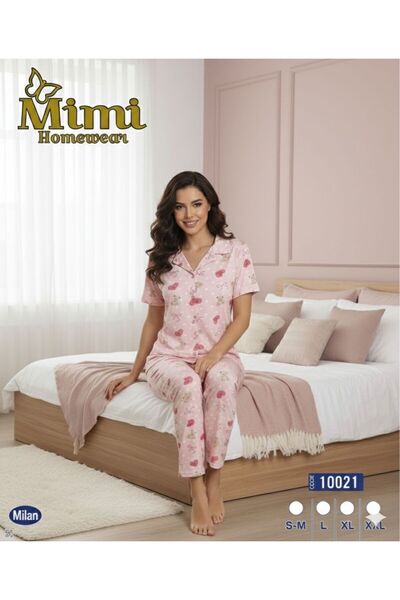 Mimi Homewear Σετ ροζ πιτζάμες με σχέδιο καρδιές