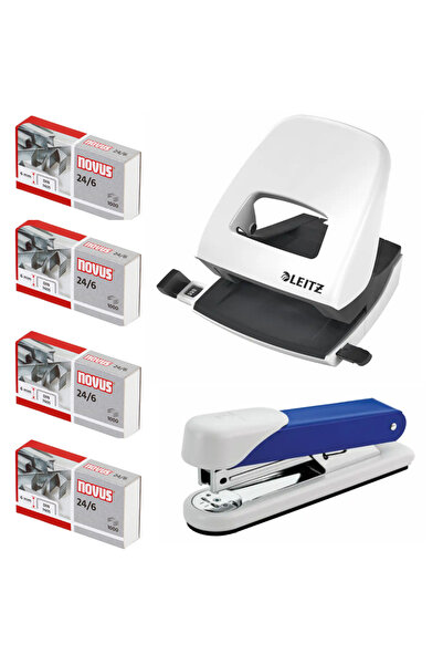 Leitz Set Birotica Premium, Perforator Metalic 30 Coli+ Capsator Profesional ...