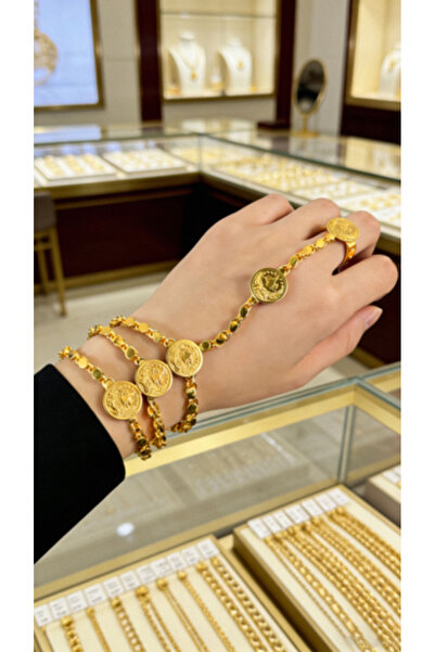 ALZAHR Gold-plated coin tether bracelet, Middle Eastern traditionalstyle wome...