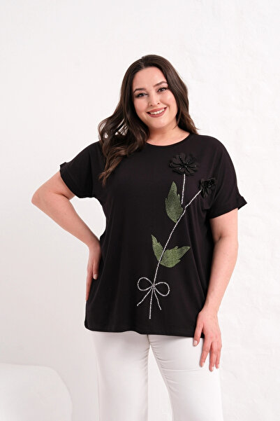 aytemas Floral Appliqué Stone Printed Blouse