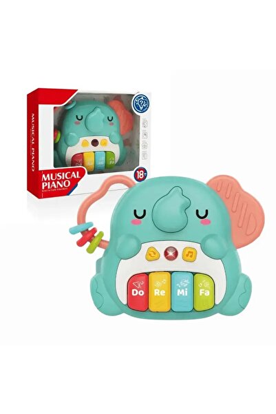 Huanger Toys Jucărie interactivă pentru bebeluși, pian cu elefant, 18 luni, d...