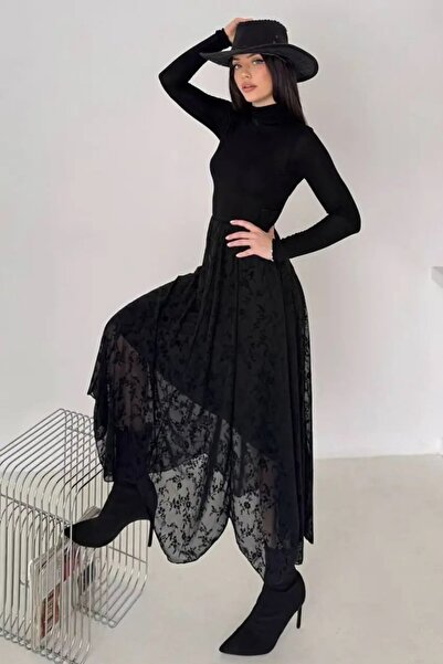 Cool & Sexy Floral Patterned Asymmetrical Tulle Skirt