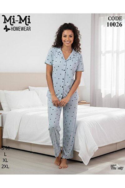 Mimi Homewear Σετ πιτζάμες μπλε με σχέδιο πουά
