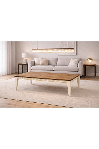 FAMİ HOME | Maya Gold Detaylı Modern Orta Sehpa Ahşap Salon Sehpası