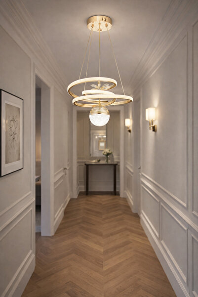 Baviyer Aydınlatma Kaos Tekli Gold Kaplama 3 Renk Avize