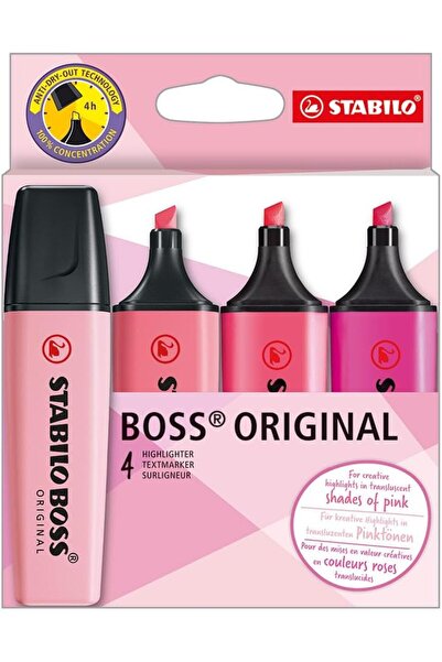Stabilo boss BOSS ORIGINAL - Fosforlu Kalem - 4'lü Paket - Pembe Tonları