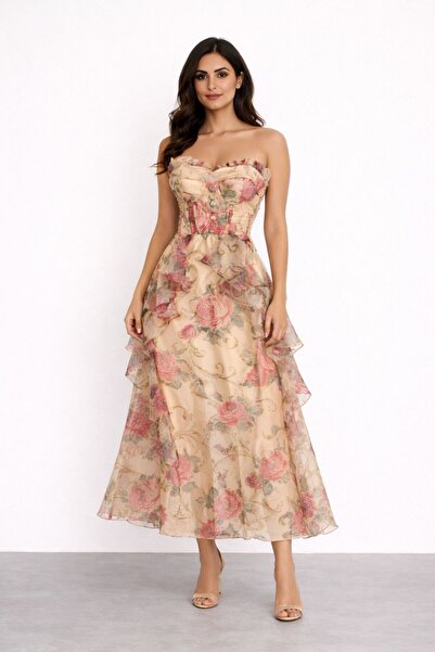 ADORA Jazar floral evening dress with a flared cut (please choose your size c...