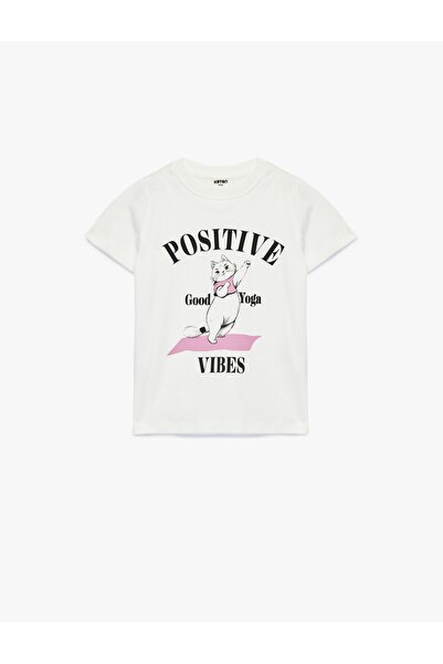 Koton Tricou din bumbac cu mânecă scurtă, cu decolteu, cu imprimeu de pisici