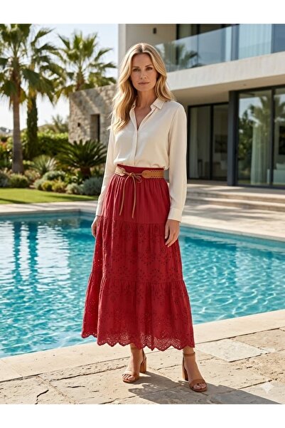 Punta Otantik YG9570 تنورة إيطالية مسطحة من الأعلى بستة ألوان B مطرّز i K حزا...