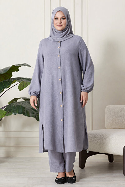 Ferace Γυναικείο Σετ Λινό Ayrobin 2 τεμαχίων σε Μεγάλο Μέγεθος (Τουνίκ - Παντ...