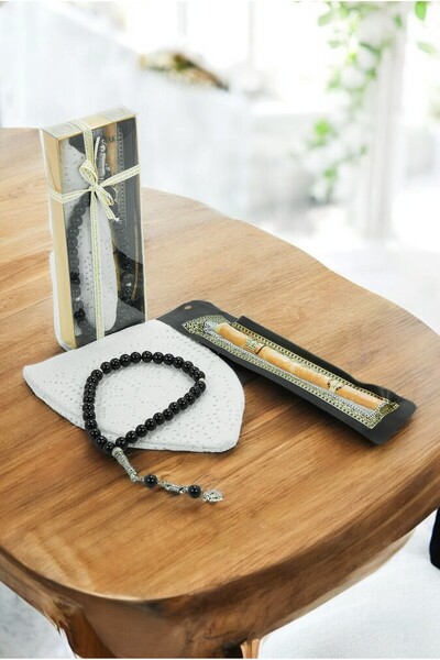 ihvan online Misvaklı Tesbihli Namaz Takkesi Erkek Hac Umre Hediyelik Seti - ...